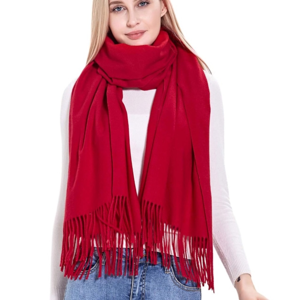 Vimate Winter Thick Wool Scarf Shawl - Large Super Soft Warm Pashminas Wrap-Red